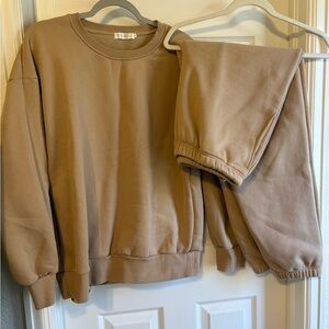 Aziel & Luca Cozy Tan Sweatshirt and Joggers Set